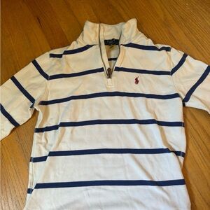 Ralph Lauren Cream and Navy Half-Zip Sweater